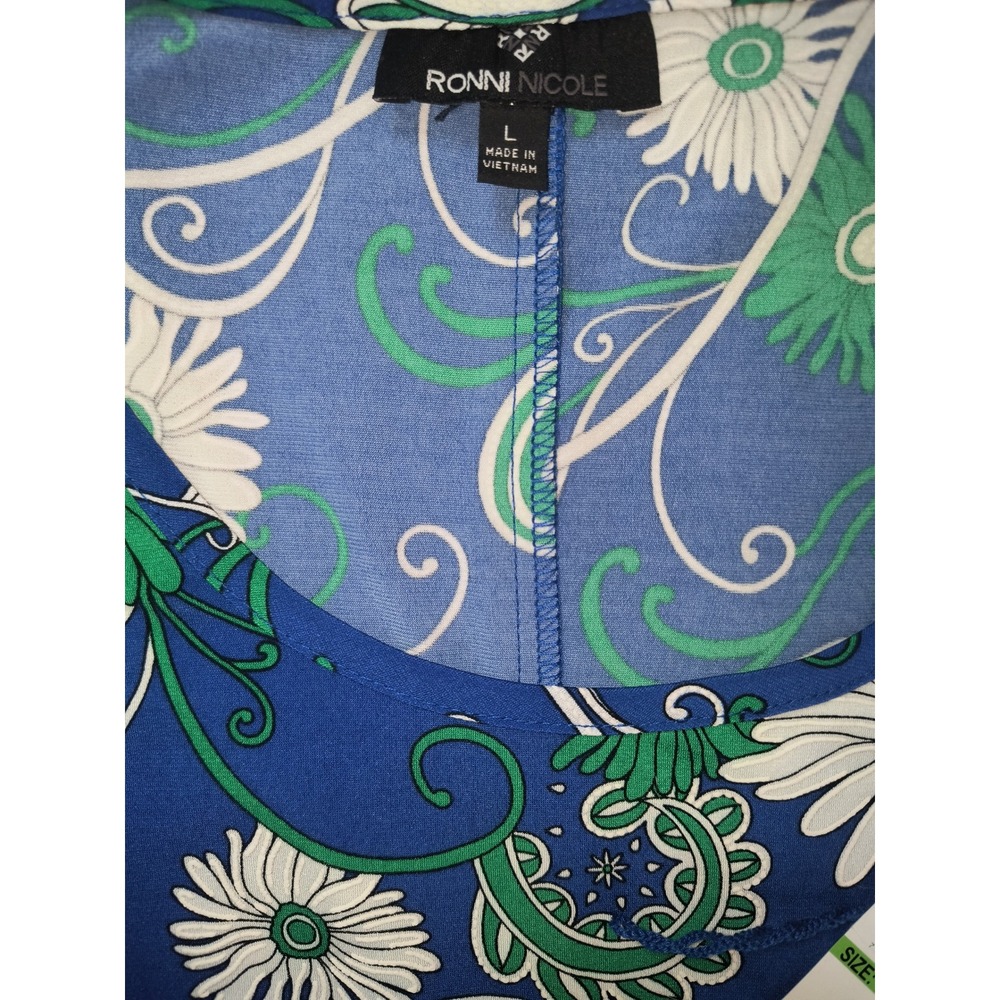 Ronni Nicole Blue Green Floral Paisley Maxi Dress Sleeveless Jersey Knit 170016 - Picture 5 of 6